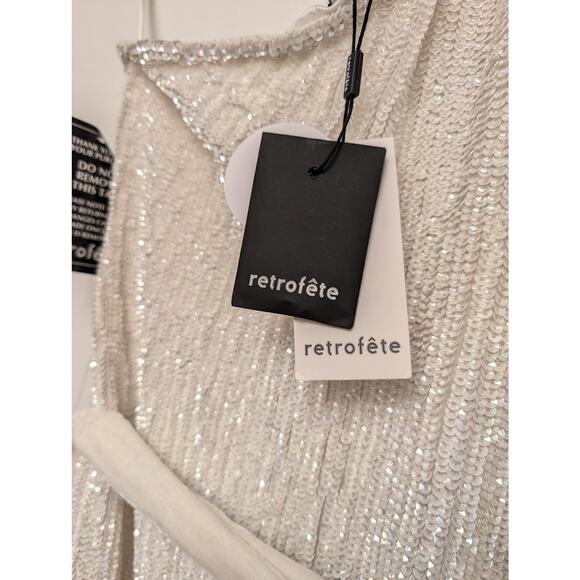 Retrofete Ella‎ Sequin Dress Mini One Shoulder White Bride Bridal NEW - Picture 6 of 9